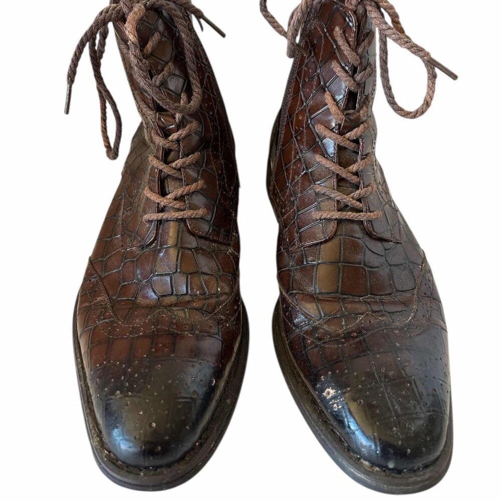 Giovanni Vintage Style Leather Lace-Up Ankle Boots Size 9
